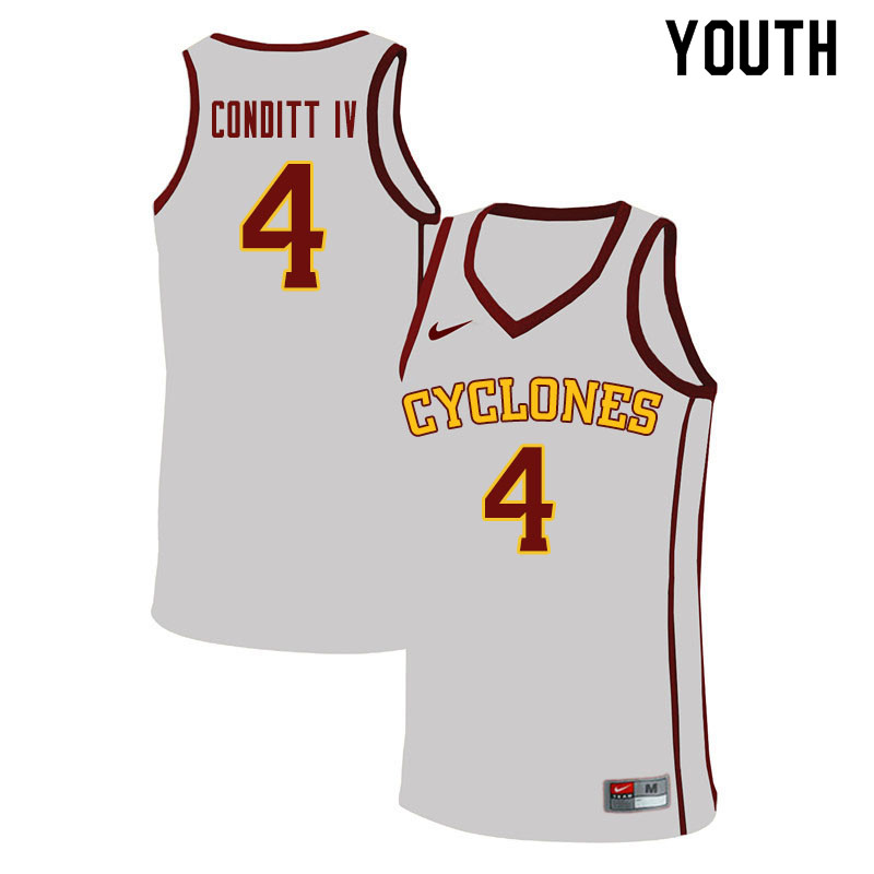 Youth #4 George Conditt IV Iowa State Cyclones College Basketball Jerseys Sale-White